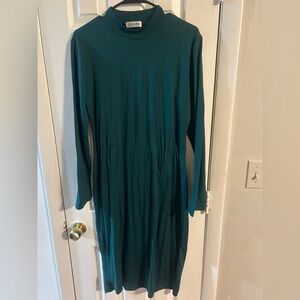 Rainbow Green Long Sleeve Mock Neck Sheath Dress